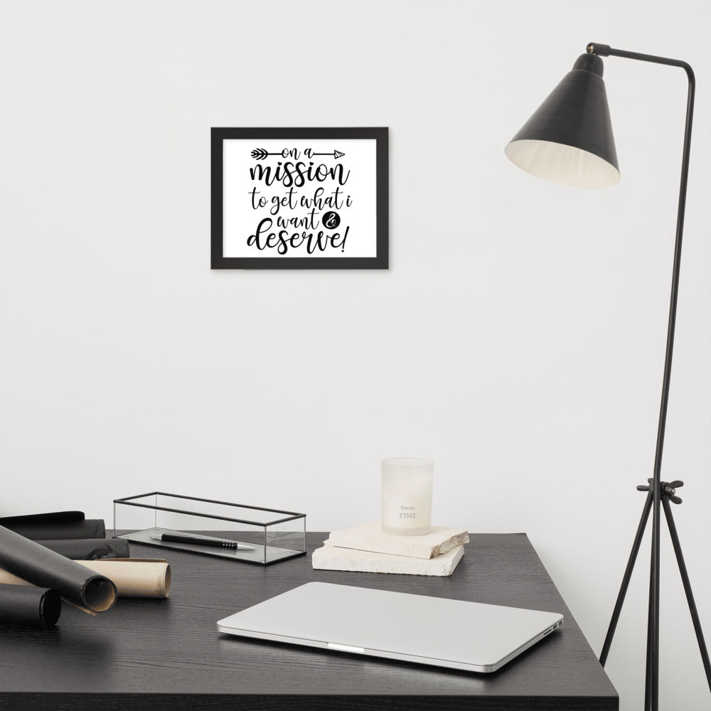 On a Mission Framed Poster (Black on White)