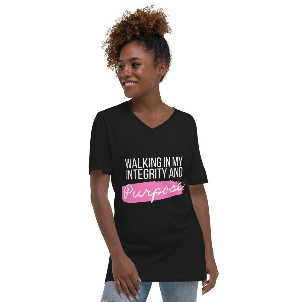Integrity & Purpose Black V-Neck Unisex T-Shirt