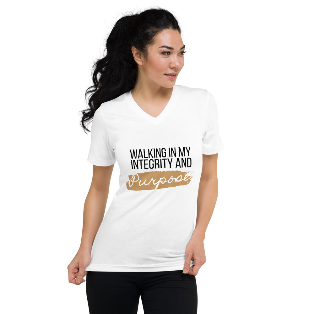 Integrity & Purpose White Unisex V-Neck T-Shirt