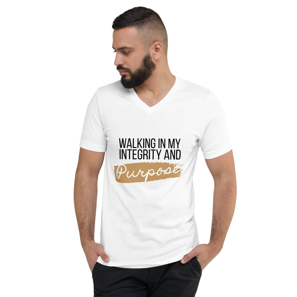 Integrity & Purpose White Unisex V-Neck T-Shirt