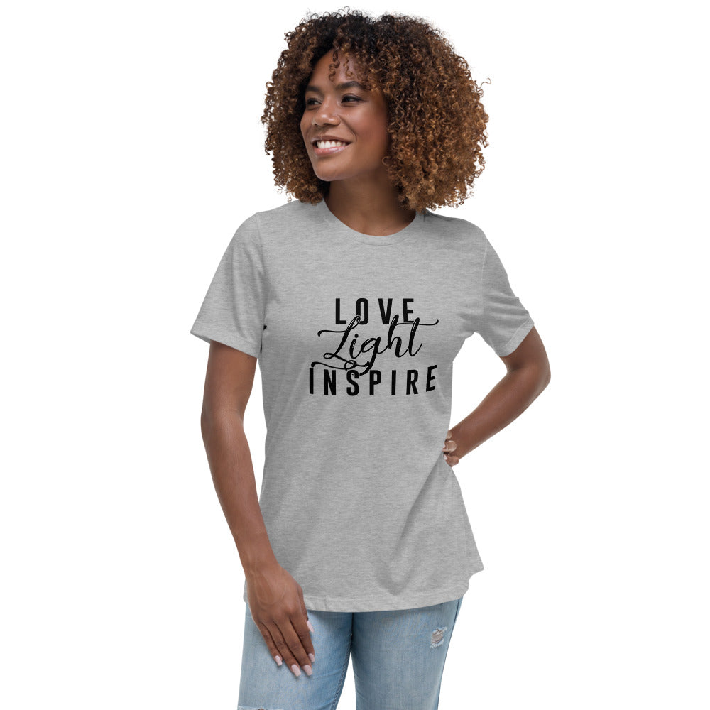 Love.Light.Inspire Black Letter Women's Relaxed Tee
