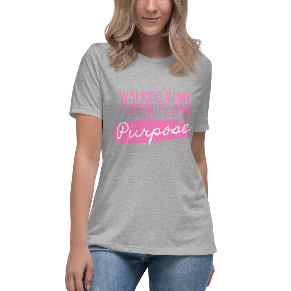 Integrity & Purpose Pink Letter Women's Relaxed Tee