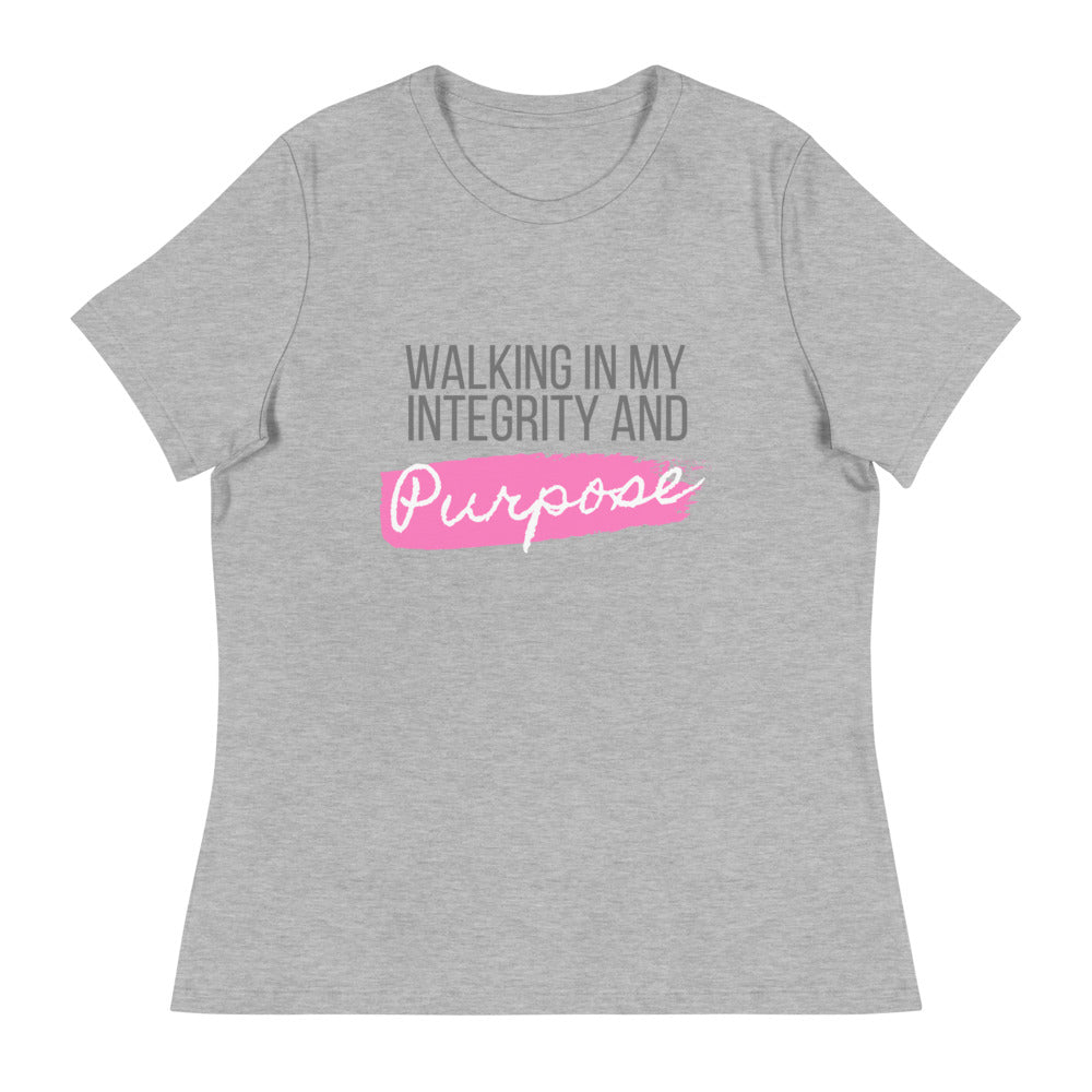 Integrity & Purpose Grey Letter Women's Relaxed Tee