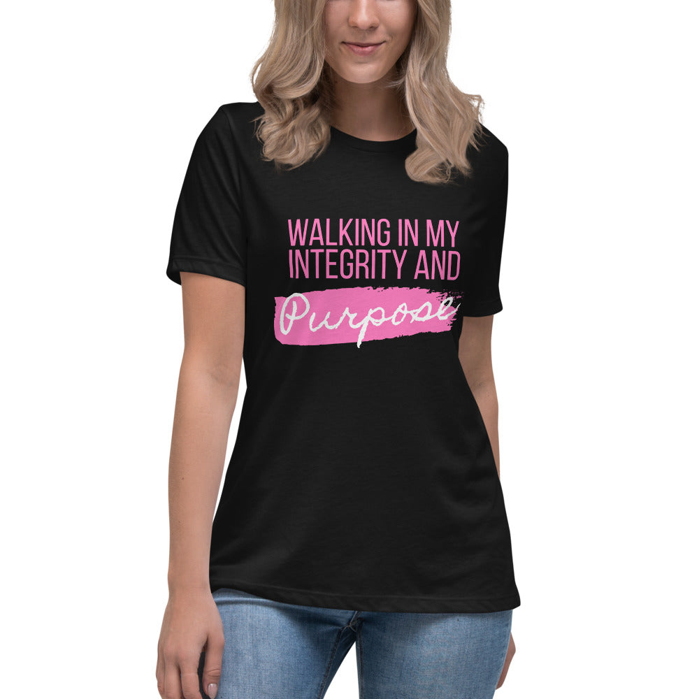 Integrity & Purpose Pink Letter Women's Relaxed Tee
