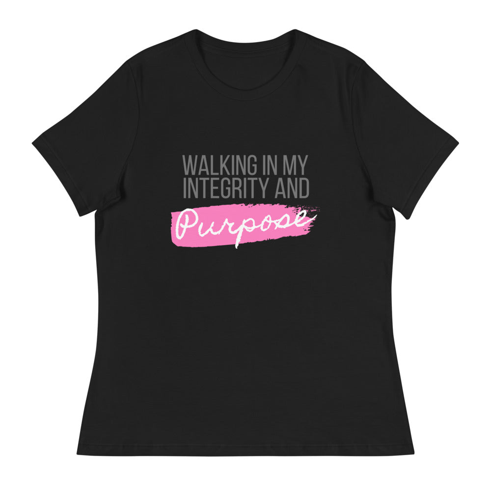 Integrity & Purpose Grey Letter Women's Relaxed Tee