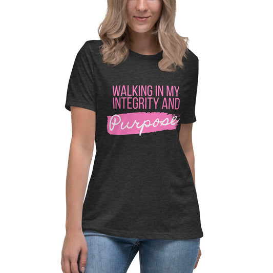 Integrity & Purpose Pink Letter Women's Relaxed Tee