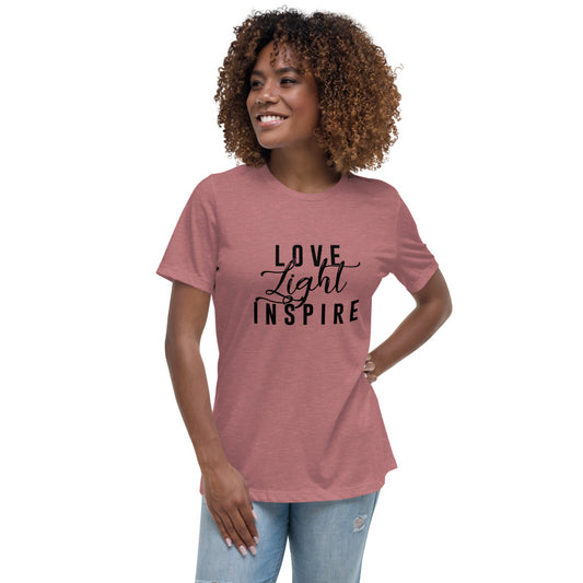 Love.Light.Inspire Black Letter Women's Relaxed Tee