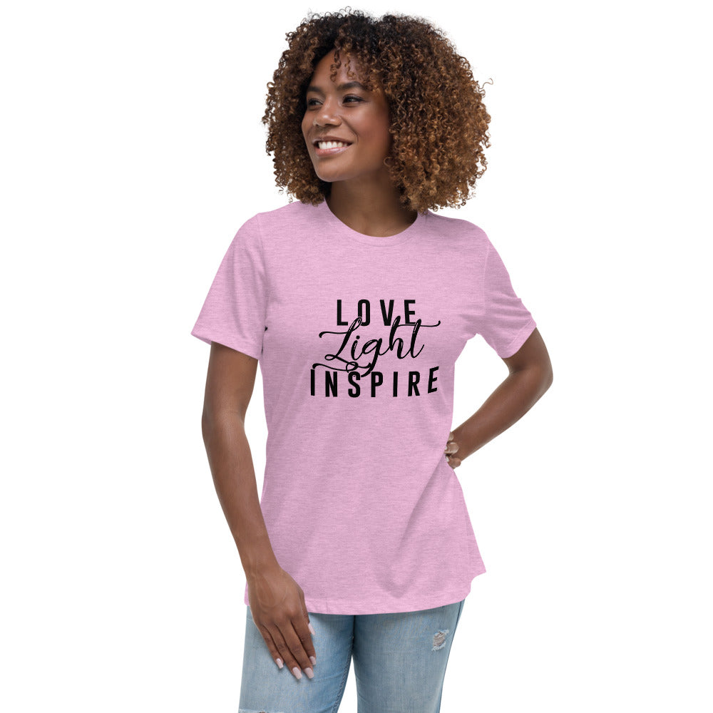 Love.Light.Inspire Black Letter Women's Relaxed Tee