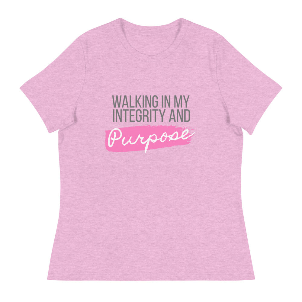 Integrity & Purpose Grey Letter Women's Relaxed Tee