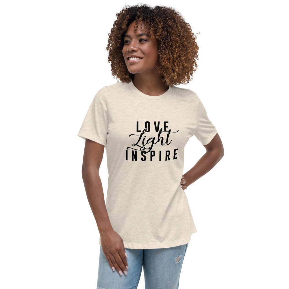 Love.Light.Inspire Black Letter Women's Relaxed Tee