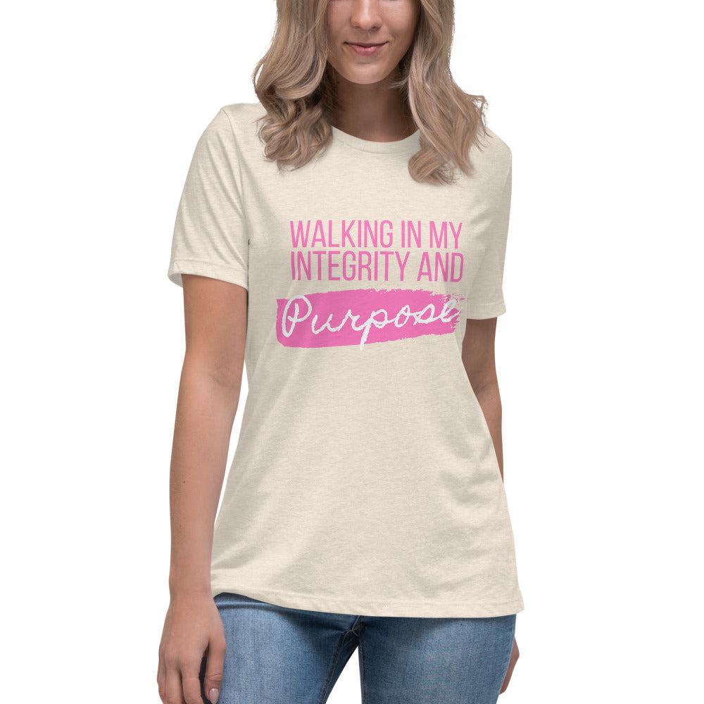 Integrity & Purpose Pink Letter Women's Relaxed Tee