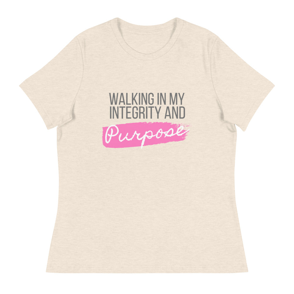 Integrity & Purpose Grey Letter Women's Relaxed Tee