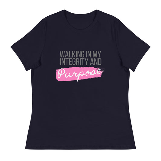 Integrity & Purpose Grey Letter Women's Relaxed Tee