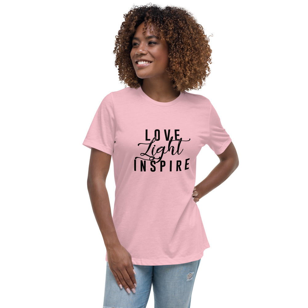Love.Light.Inspire Black Letter Women's Relaxed Tee