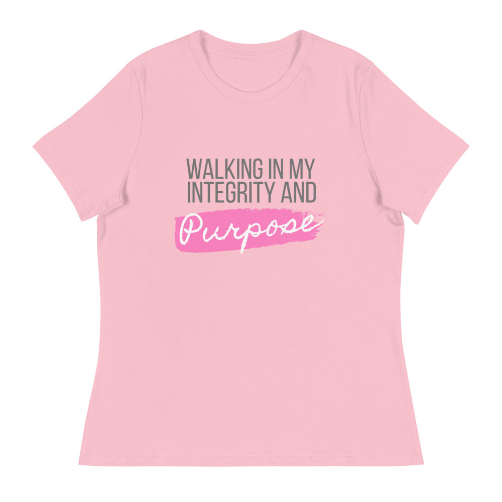 Integrity & Purpose Grey Letter Women's Relaxed Tee