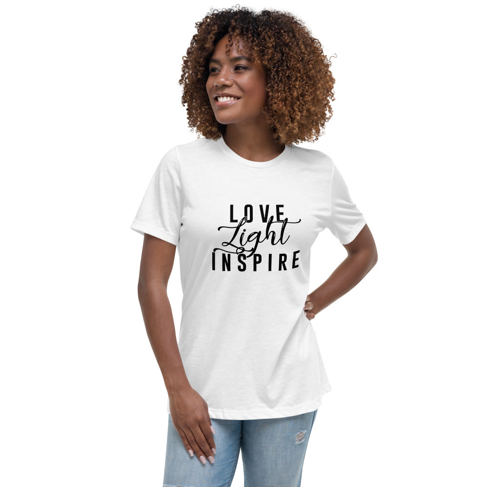 Love.Light.Inspire Black Letter Women's Relaxed Tee