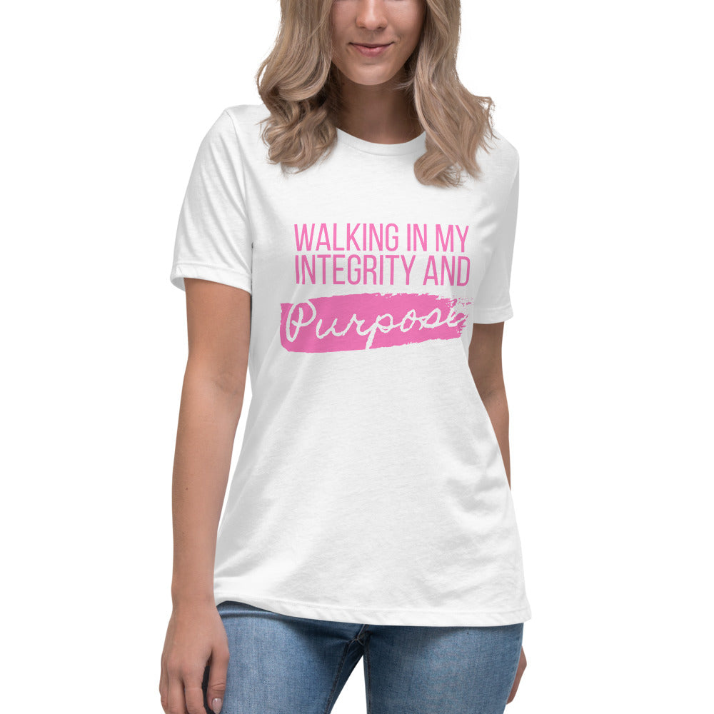 Integrity & Purpose Pink Letter Women's Relaxed Tee