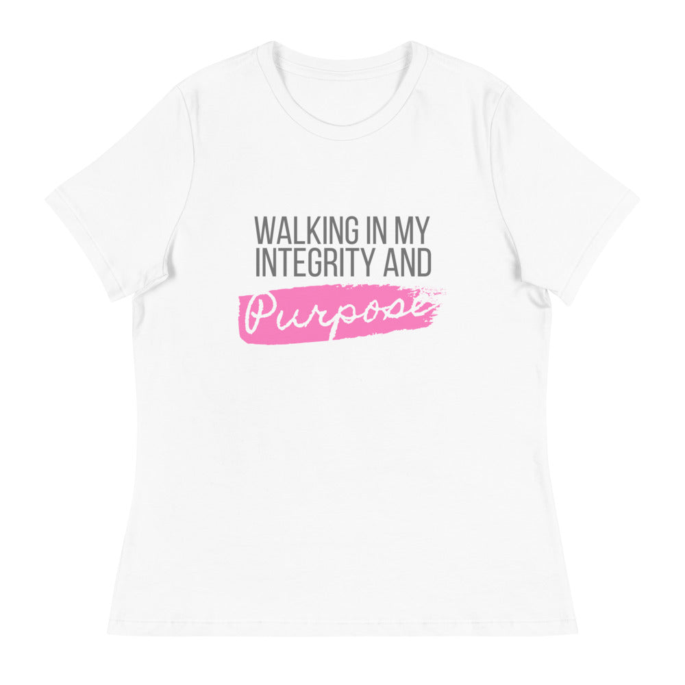 Integrity & Purpose Grey Letter Women's Relaxed Tee
